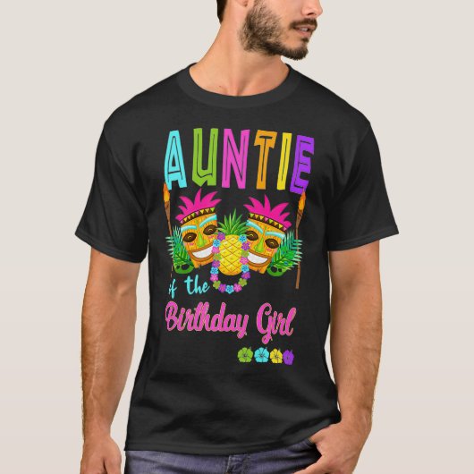 Hawaiian Luau Birthday Party Matching Tiki T-Shirt (Vorderseite)