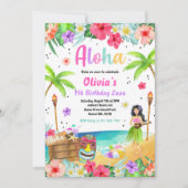 Hawaiian Luau Birthday Party Tropical Birthday Einladung (Vorderseite)