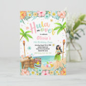 Hawaiian Luau Birthday Party Tropical Birthday Einladung (Stehend Vorderseite)