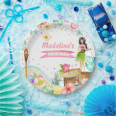 Hawaiian Luau Birthday Tropical Pool Party Pastel Pappteller (Party)