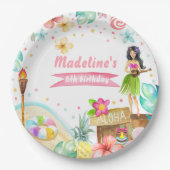Hawaiian Luau Birthday Tropical Pool Party Pastel Pappteller (Vorderseite)
