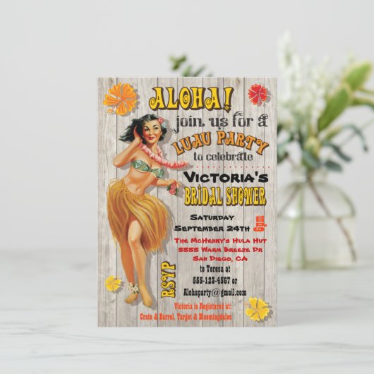 Hawaiian Luau Bridal Einladungen (Stehend Vorderseite)