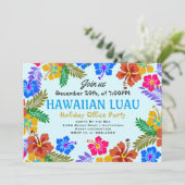 Hawaiian Luau Custom Party Hibiskus Einladungen (Stehend Vorderseite)