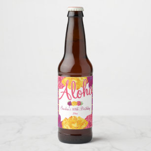 Hawaiian Luau, Floral Bierflaschenetikett