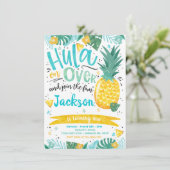 Hawaiian Luau Geburtstag Party Ananas Luau Pool Einladung (Stehend Vorderseite)