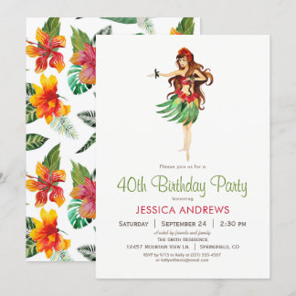 Hawaiian Luau Geburtstagsparty Einladung