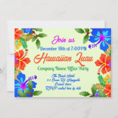 Hawaiian Luau Holiday Party Hibisken in Holly Einladung (Vorderseite)