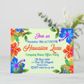 Hawaiian Luau Holiday Party Hibisken in Holly Einladung (Stehend Vorderseite)