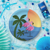 Hawaiian Luau Party Flamingo Palm Trees Pappteller (Party)