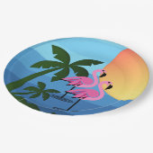 Hawaiian Luau Party Flamingo Palm Trees Pappteller (Schrägansicht)
