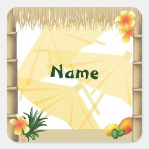 Hawaiian Luau Party Name Aufkleber