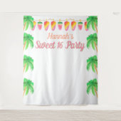 Hawaiian Luau Party Tropical Foto Stand Hintergrun Wandteppich (Vorderseite)