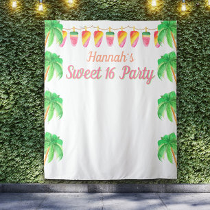 Hawaiian Luau Party Tropical Foto Stand Hintergrun Wandteppich