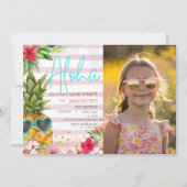 Hawaiian Luau Pineaple Girl Picture Birthday Einladung (Vorderseite)