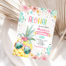 Hawaiian Luau Pineaple Tropical Girl Birthday