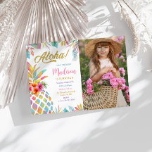 Hawaiian Luau Pineaple Tropical Girl Birthday