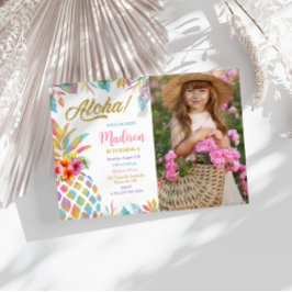 Hawaiian Luau Pineaple Tropical Girl Birthday Einladung