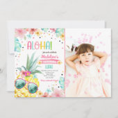 Hawaiian Luau Pineaple Tropical Girl Birthday Einladung (Vorderseite)
