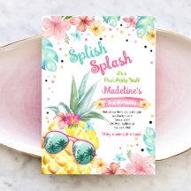 Hawaiian Luau Pineapple Pool Party Girl Birthday