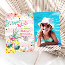 Hawaiian Luau Pineapple Pool Party Girl Birthday Einladung