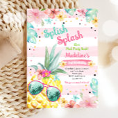Hawaiian Luau Pineapple Pool Party Girl Birthday Einladung