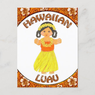 Hawaiian Luau Postcard Einladungen ~ Hula Girl
