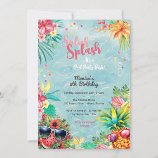 Hawaiian Luau Sommerpool Geburtstagsparty Einladung