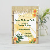 Hawaiian Luau Tiki Hut Tropical Birthday Einladung (Stehend Vorderseite)