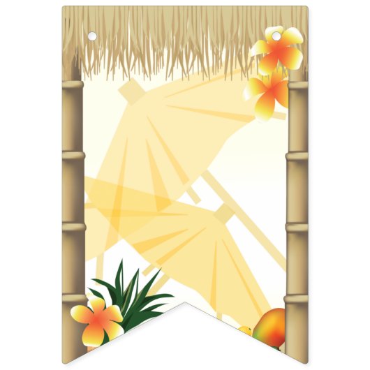 Hawaiian Luau Tiki Hut Tropical Birthday Party Wimpelkette (Erste Fahne)
