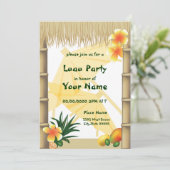 Hawaiian Luau Tiki Hut Tropische Party Einladung (Stehend Vorderseite)