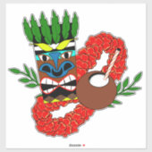 Hawaiian Luau Tiki Lei Coconut Totem Aufkleber (Blatt)