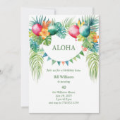 Hawaiian Luau Tropical Birthday Party Einladung (Vorderseite)