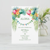 Hawaiian Luau Tropical Birthday Party Einladung (Stehend Vorderseite)