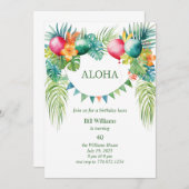 Hawaiian Luau Tropical Birthday Party Einladung (Vorne/Hinten)