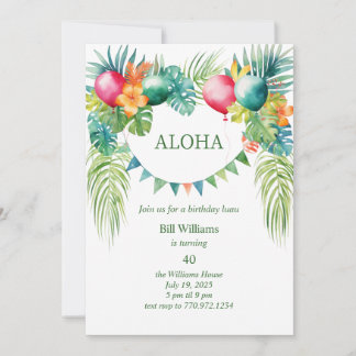 Hawaiian Luau Tropical Birthday Party Einladung