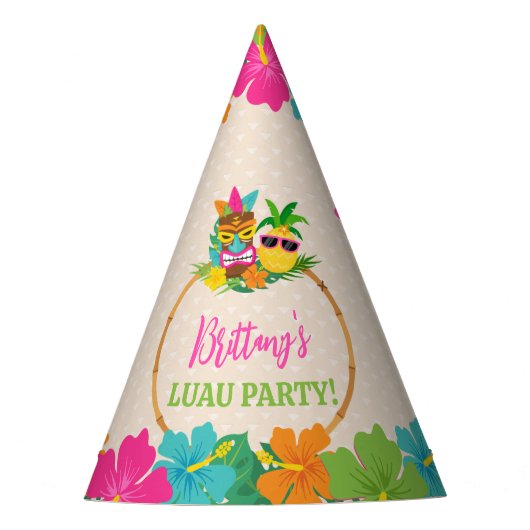 Hawaiian Luau Tropical Birthday Partyhütchen (Vorderseite)