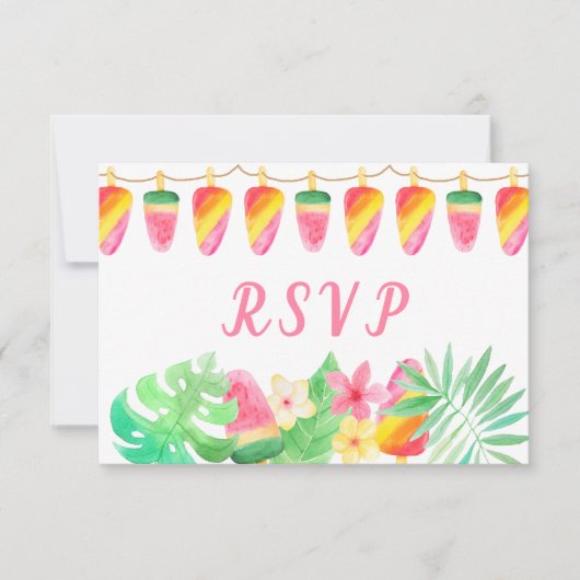 Hawaiian Luau Tropical Blätter Ice Lolly RSVP Karte (Vorderseite)