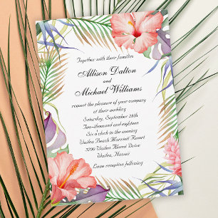 Hawaiian Luau Tropical Floral Wedding Einladung