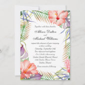 Hawaiian Luau Tropical Floral Wedding Einladung (Vorderseite)