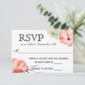 Hawaiian Luau Tropical Floral Wedding RSVP (Stehend Vorderseite)