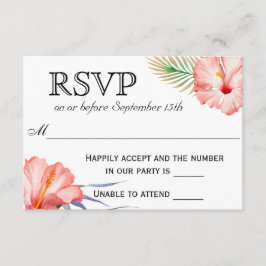 Hawaiian Luau Tropical Floral Wedding RSVP Karte