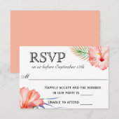 Hawaiian Luau Tropical Floral Wedding RSVP Karte (Vorne/Hinten)