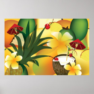 Hawaiian Luau Tropical Party Tiki Bar Poster