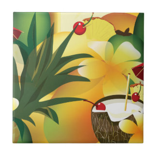 Hawaiian Luau Tropical Tiki Bar Small Tile Fliese