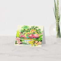Hawaiian Mahalo Vielen Dank Vintage Karte Flamingo