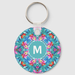 Hawaiian Mandala Abstrakt Monogram Schlüsselanhänger