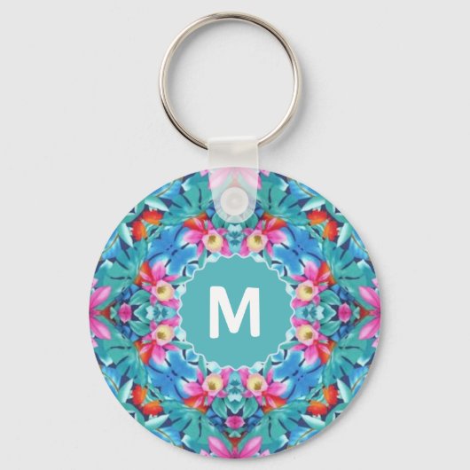 Hawaiian Mandala Abstrakt Monogram Schlüsselanhänger (Vorderseite)