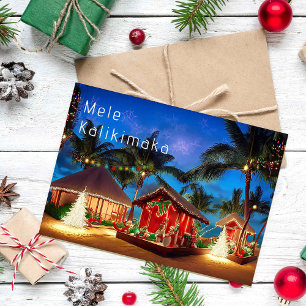 Hawaiian Mele Kalikimaka am Strand Karte