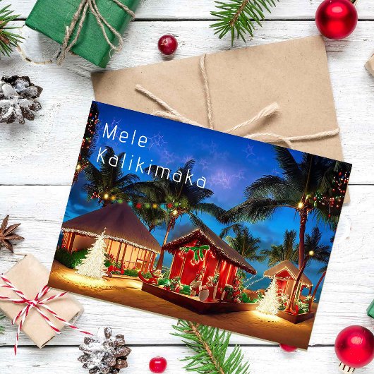 Hawaiian Mele Kalikimaka am Strand Karte