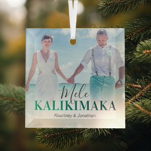 Hawaiian Mele Kalikimaka Foto Ornament Aus Glas